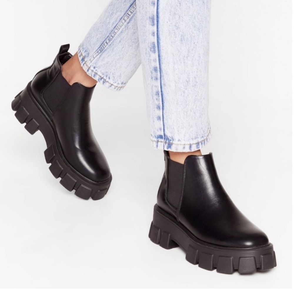 Nasty Gal Black Platform Ankle Boots